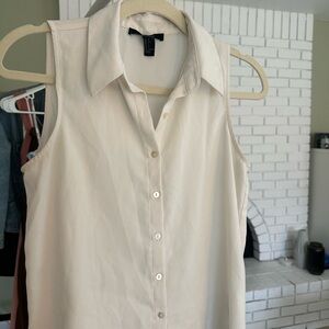Forever 21 Sleeveless White Button-Down Shirt